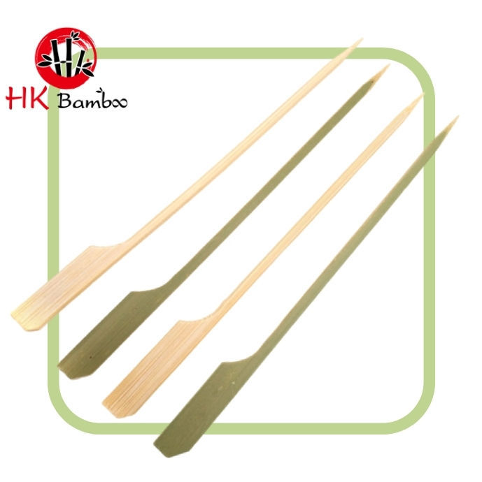 Paddle Bamboo Skewers or the Teppo skewers, are made of 100% natural Mao bamboo with high quality manufacturing. Our products are smooth and clean without splinter and large sawdust. 